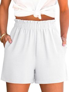 Shorts décontractés pour femmes en coton French Terry à taille haute élastique, coupe régulière, séchage rapide, respirant, écologique et doux - Product Image 1
