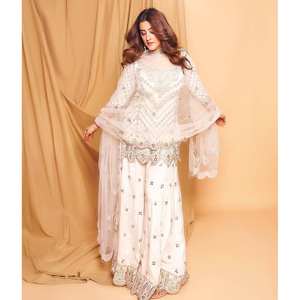 LC Designer Women's White Free-Size Top and Bottom Set con Dupatta para ropa de fiesta - Product Image 5