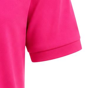 Polo rose vif à empiècements croisés blancs, manches courtes, col contrastant, haut décontracté, uniforme personnalisé, vêtements de sport pour hommes et femmes - Product Image 6