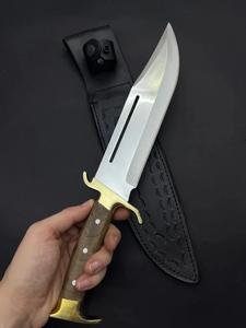 Couteau de chasse et de camping LEGACY BLADES en acier au carbone, lame fixe, manche en bois, garde en laiton, qualité industrielle, couteau d'extérieur - Product Image 4