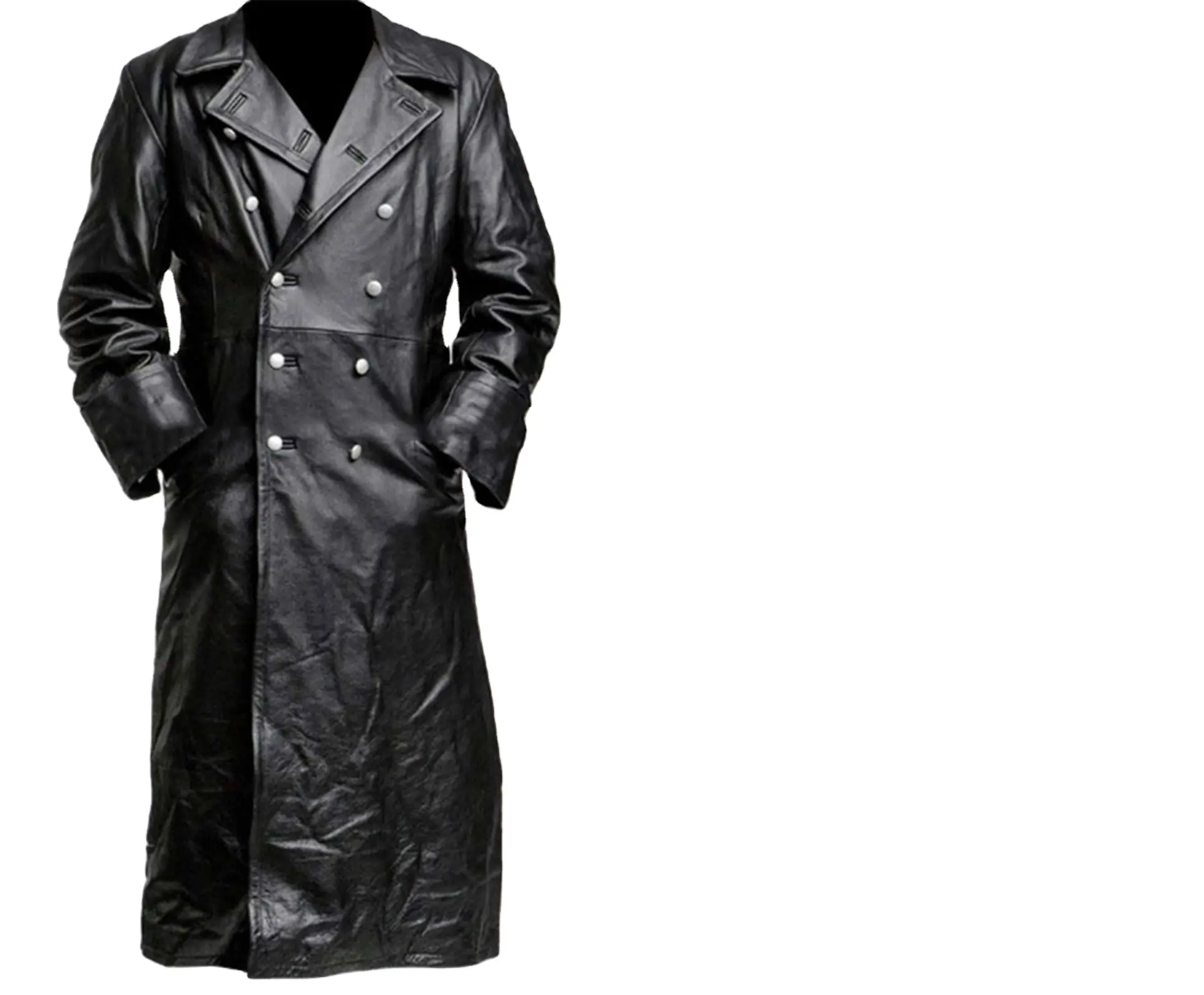 새로운 고객 로고 패션 겨울 옷 긴 전체 소매 높은 독일 가죽 그레이트 코트