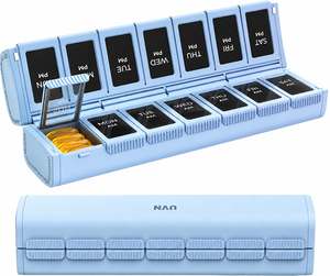 Organisateur de pilules hebdomadaire 2 fois par jour, design pliable magnétique, boîte de rangement en plastique - Product Image 6