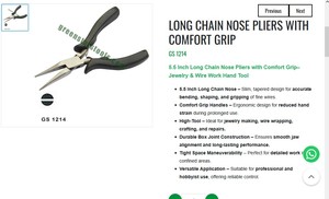 Pince à bec long de 5,5 pouces avec poignée confortable, outil de bijouterie pour plier et façonner les fils |   Numéro d'article GS-1214 - Product Image 3