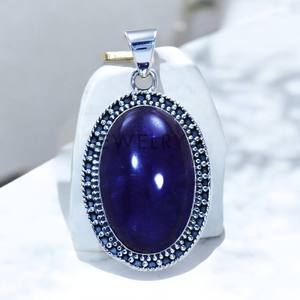 925 Sterling Silver High Quality Competitive Purple <b>Amethyst</b> Gemstone Fine <b>Pendants</b> Charms Wholesale Price Wholesale Price Bulk - Product Image 2