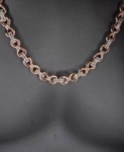 Collar de cadena con eslabones infinitos de moissanita con corte baguette y redondo, estilo hip hop de lujo, en plata 925, a precio mayorista. - Product Image 3