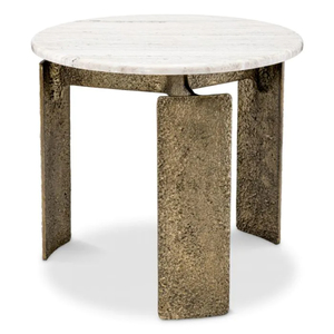 Tables basses et d'appoint élégantes au design unique, avec support métallique de haute qualité plaqué or et plateau rond en bois, qualité supérieure. - Product Image 4