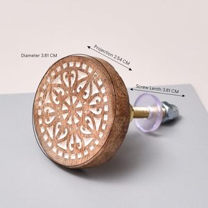 Wholesale Handmade Wooden Carved <b>Knobs</b> Floral Mandala <b>Drawer</b> Cabinet Door Pulls Vintage Furniture <b>Decorative</b> Handles - Product Image 2