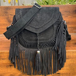 New Arrival Hot Sale <b>Large</b> Capacity Vintage Genuine Suede Leather Fringe Crossbody Shoulder Bag for Women's Trendy Style Handbag - Product Image 3