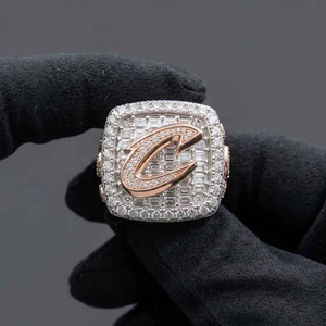 Lab Grown Diamond <b>Initial</b> C Championship <b>Ring</b> White Rose Gold Square Statement Hip Hop Luxury Jewelry For Men Unisex - Product Image 2
