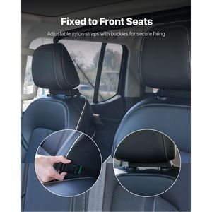 Barrière de voiture pour chien de 50 pouces de large avec 4 roues, adaptateur universel pour véhicule, séparateur pour animaux de compagnie pour sièges avant, pour chats, installation facile - Product Image 6