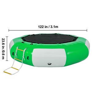 Trampolín Acuático Inflable de 10 pies con Escalera, Verde y Blanco, Personalizable, para Recreación Acuática - Product Image 3