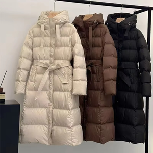 Chaqueta acolchada larga para mujer, abrigo con capucha, ropa exterior informal cálida de invierno para damas - Product Image 3