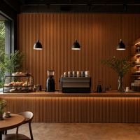 Panneau mural en lattes WPC pour intérieur, revêtement mural décoratif pour espaces commerciaux, panneaux en bois de teck pour restaurant, hôtel, bureau