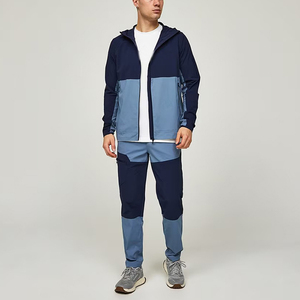 Men's Color Blocking Tracksuit Set Hooded Zipper Full Sleeve Quick Dry Sporty Regular Fit Spring Wear <b>for</b> men - Product Image 1
