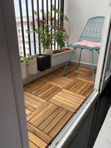 Dalles de terrasse modernes en acacia de 12 mm d'épaisseur, 6 lattes, couleur naturelle, design lisse, style extérieur, surface bicolore, garantie 3 ans - Product Image 4