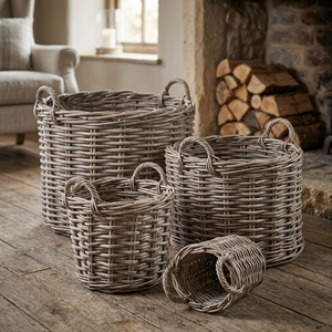 New Modern Minimalist Woven Rattan Storage Basket Set Eco-Friendly Organizer Container Handles Home Decoration Wicker Box Dust - Product Image 3