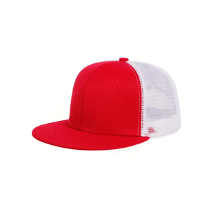 Red White Mesh Trucker Cap 6-Panel Adjustable Snapback Casual <b>Hat</b> Unisex Adult Spring <b>Summer</b> - Product Image 1