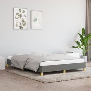 Cadre de lit double rembourré en tissu polyester gris foncé, en bois d'ingénierie avec base en contreplaqué, produit rembourré - Product Image 1