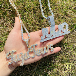 Trendy Custom <b>Name</b> Pendant VVS Moissanite Diamond Fully Iced 925 Sterling Silver Cuban Link <b>Chain</b> Personalized - Product Image 1