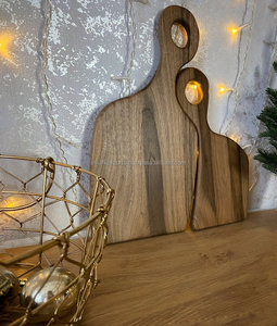 Ensemble de planches de cuisine en bois d'acacia naturel, fait à la main, pour découper et servir des charcuteries, passe au lave-vaisselle, écologique, pour une salle à manger rustique - Product Image 3