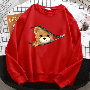 Sweat-shirts à capuche pour femmes, style streetwear professionnel, Y2K, motif ours, basiques, chauds en polaire, à col rond, décontractés - Product Image 6