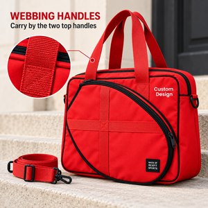 Sac de raquette de squash sur mesure avec grande poche avant incurvée zippée et bandoulière amovible - Product Image 4
