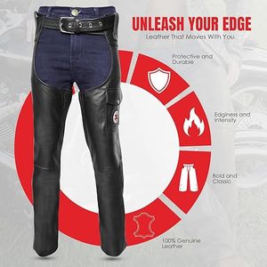 Chaps en cuir pour hommes et femmes – Chaps de motard western en cuir de vachette pleine fleur de qualité supérieure, faits à la main - Product Image 3