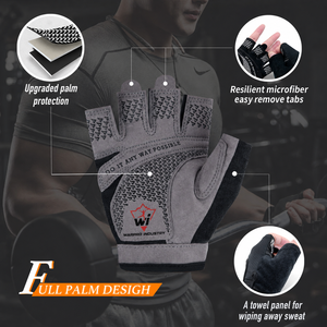 Gants de sport légers en microfibre à demi-doigts, respirants, antidérapants, avec sangle de poignet réglable et coussinets d'absorption des chocs pour le fitness - Product Image 2