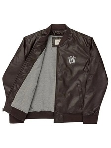 WAKE UP Bomber Leather <b>Jacket</b> - Product Image 2
