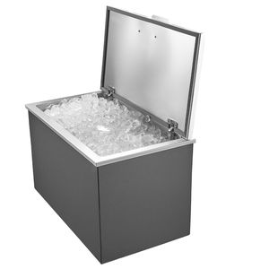 Contenitore refrigerante a incasso in acciaio inossidabile da 87,6 litri (28"L x 16"W x 17"H) con coperchio ribaltabile per esterni, modello K, per uso commerciale - Product Image 1