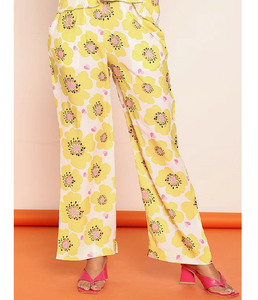 Pantalon droit en georgette imprimé floral pour femme, tendance, léger et respirant, idéal pour l'été, le bureau, les soirées ou les tenues décontractées - Product Image 1