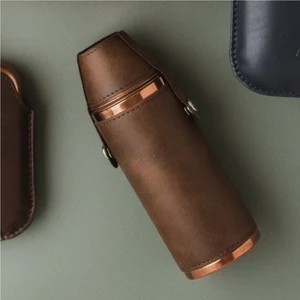 Étui de transport pour bouteille d'eau en cuir vintage fait main, tactique, pour voyage et extérieur, support de gourde en acier inoxydable avec sangle - Product Image 2