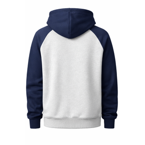 Sudadera deportiva para hombre de manga raglán bicolor, azul marino y gris jaspeado, estilo pullover, de alta calidad, estilo urbano. - Product Image 2