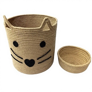 ตะกร้าเก็บของผ้าฝ้ายทันสมัย ซักได้ ทนทาน ใช้ซ้ำได้ ประหยัดพื้นที่ พับเก็บได้ ความจุขนาดใหญ่ - Product Image 1