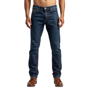 Jeans en denim mélangé de coton coupe ajustée pour homme INTENTION SPORTS, fermeture éclair, délavage clair, style moderne décontracté streetwear été - Product Image 4