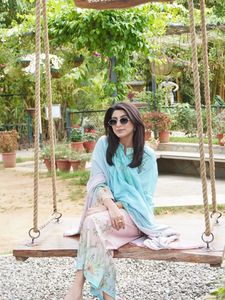 Designer Muslin Cotton <b>Top</b> With Muslin Cotton Pant And Muslin Cotton Dupatta Fully Stitched Ready To Wear <b>Kurti</b> Set - Product Image 5