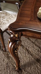 Ensemble de table à manger en bois massif artisanal de luxe 6 places Finition premium Décoration royale - Product Image 4