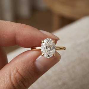 Bijoux fins de luxe, or jaune 9 carats, certificat IGI, diamant de laboratoire 1,5 ct, coupe ovale, bague de fiançailles solitaire, bague de mariage - Product Image 2