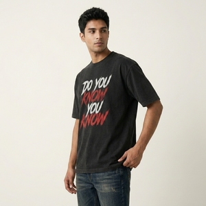 Camiseta de Manga Corta Premium de Felpa Transpirable y Ecológica, Corte Regular, Estilo Urbano, Algodón, Verano, Casual, Vintage, Lavada, Unisex - Product Image 1