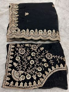 <b>Red</b> Hand Drawn Silk <b>Saree</b> Women Traditional Indian Pakistani Wedding Floor-Length Ethnic Sari Regular Fit All Seasons - Product Image 5