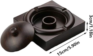 Cenicero de Aluminio Estilo Ébano, Retro, Sólido, Sin Humo, Estilo Americano, Redondo con Tapa, Resistente al Viento, Negro, Accesorio de Fumar de Lujo - Product Image 6