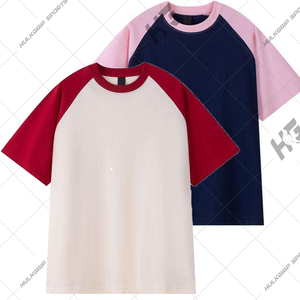 Customized High Quality Heavy 260gsm 100% Cotton Two Tone T Shirt <b>Baseball</b> Short Sleeve Top <b>Tee</b> Custom logo Crew Neck Blank - Product Image 4