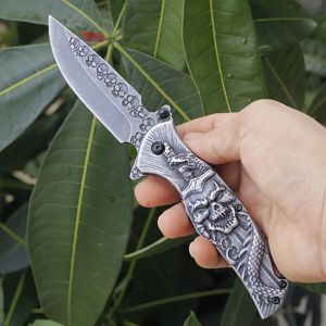 Navaja Plegable de Acero Inoxidable con Hoja Drop Point Zombie y Mango de Calavera de Dragón, Cuchillo de Bolsillo de Grado Industrial con Perilla de Pulgar - Product Image 3