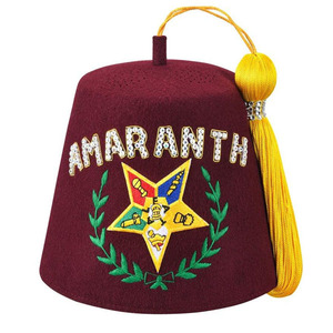 Nuevo Sombrero Fez Shriners Personalizado 2026, Lana Borgoña, Una Hilera de Letras con Pedrería, Bajo MOQ, Servicio OEM, Sombreros Fez Masónicos al por Mayor - Product Image 1