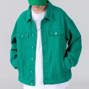 Veste en jean rétro pour homme de haute qualité en noir, blanc et vert - Respirante, écologique et fonctionnelle pour l'automne et l'hiver, taille plus - Product Image 6