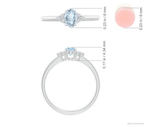 Wholesale 18K White Gold Oval Aquamarine Ring with Lab Grown Diamond Cluster | Trilogy Side Stone Engagement Ring | IGI Certifi - Product Image 3
