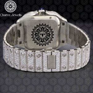 Reloj Charm_Jewells de Lujo para Hombre, Caja Cuadrada de Acero Inoxidable, Incrustado con Diamantes, Movimiento Mecánico Analógico, Esfera de 40 mm, Resistente al Agua 10 Bar - Product Image 4
