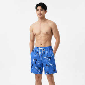Short de bain décontracté pour homme, bleu imprimé, à séchage rapide, avec cordon de serrage - Product Image 3
