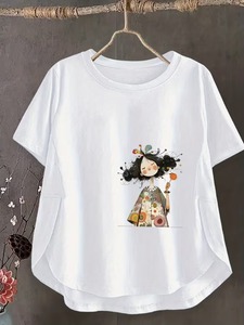 Men's 100% Cotton <b>Short</b> <b>Sleeve</b> Oversized Men's White <b>Short</b> <b>Sleeve</b> T-Shirt With Character Print Loose Fit Casual O-Neck Knitted - Product Image 1