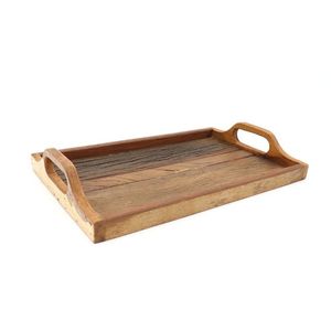 Modern Eco-Friendly Wooden <b>Large</b> Size Rectangle Serving <b>Tray</b> with Metal Handle for Restaurant Use Handmade Customizable - Product Image 2